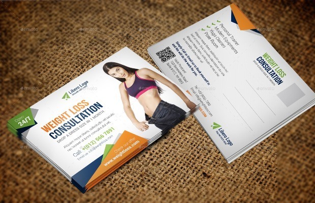 Fitness Weight Loss Postcard InDesign Template