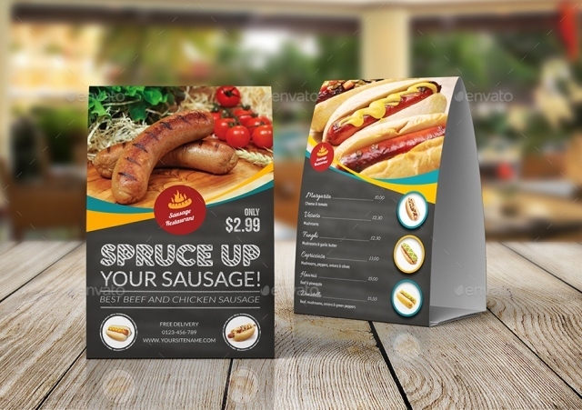 Sausage Restaurant Table Tent Template