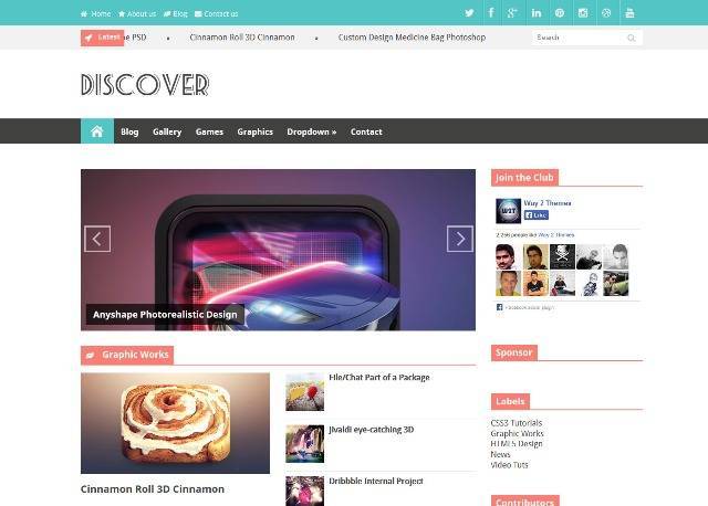 Discover Responsive Magazine Blogger Template
