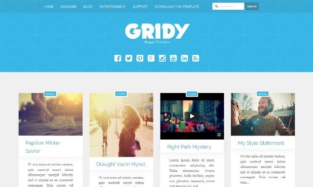 Gridy gallery style blogger template