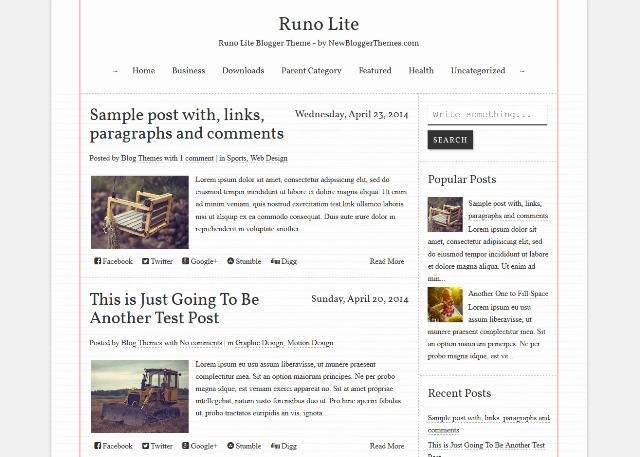 Runo Lite Blogger Template for Writers