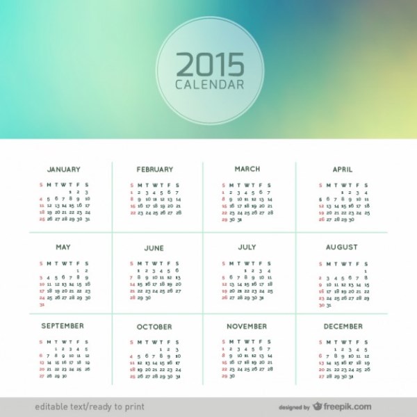 Abstract 2015 Calendar