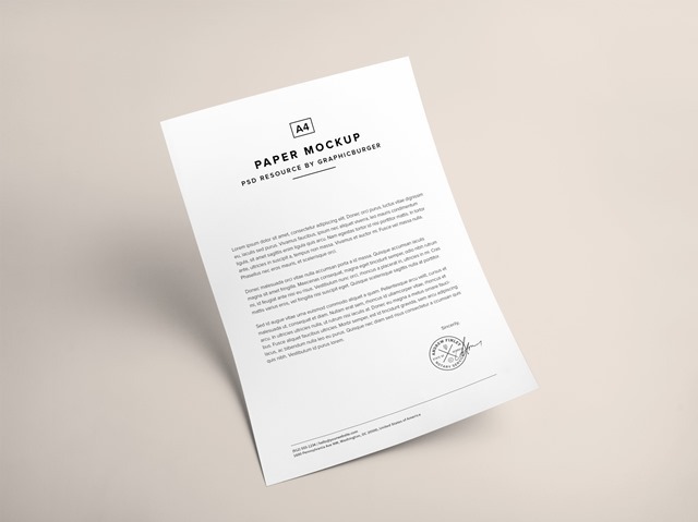 A4 Paper PSD MockUp