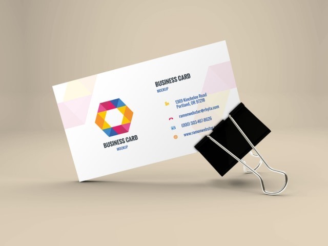 Business Card Mockup In Binder Clip