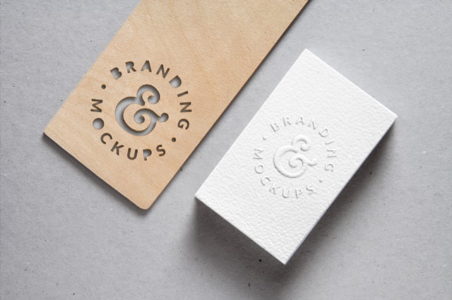 Cutout Wood & Embossed B-Card MockUp