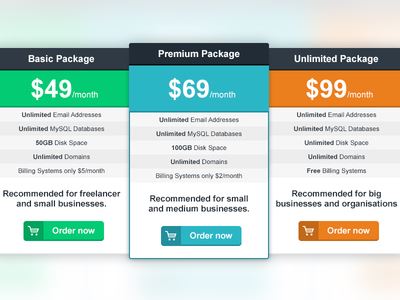 Clean Pricing Table (PSD)