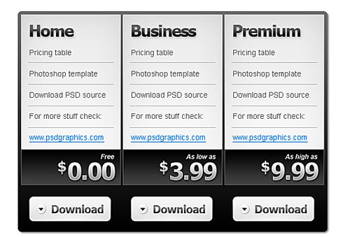 Pricing Table Free PSD Template