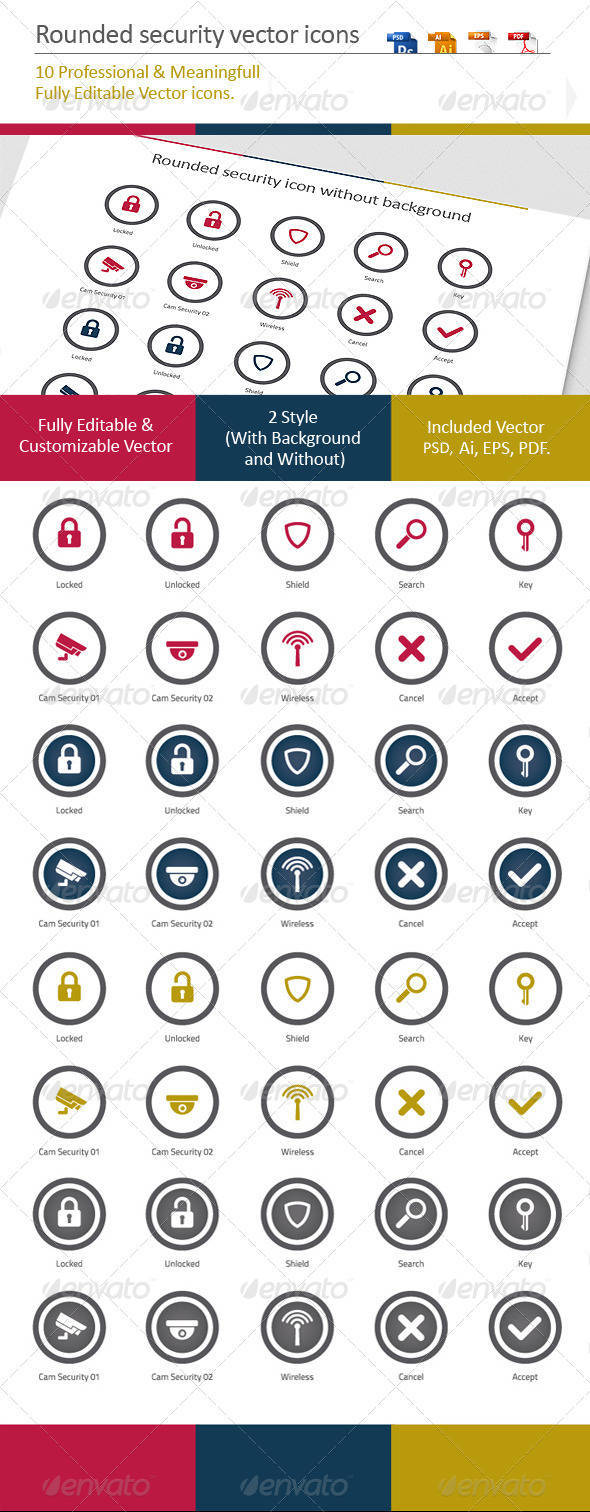 Rounded Security Vector Icons