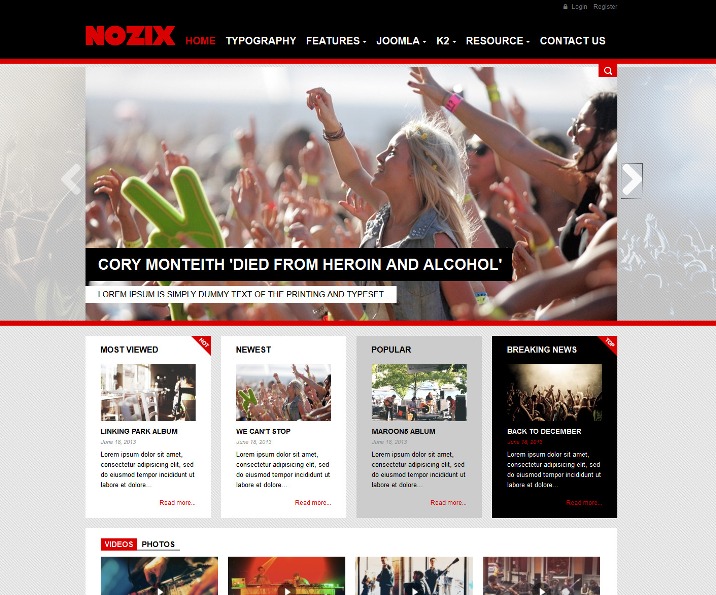 NOO Nozix - Joomla 3 Music Responsive Template
