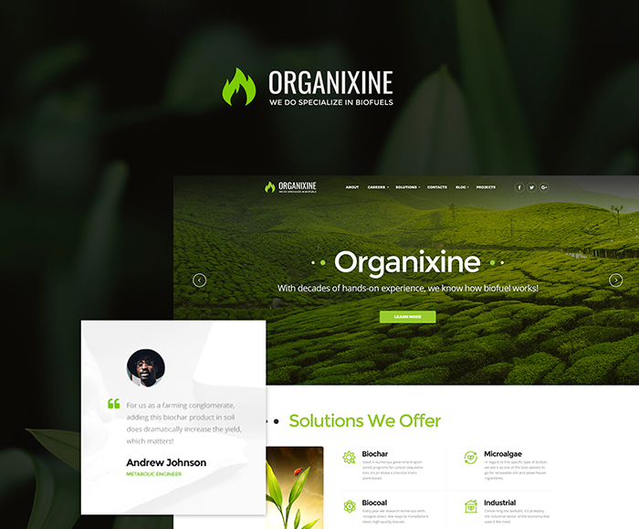 Organixine - Biofuel Company WordPress Theme