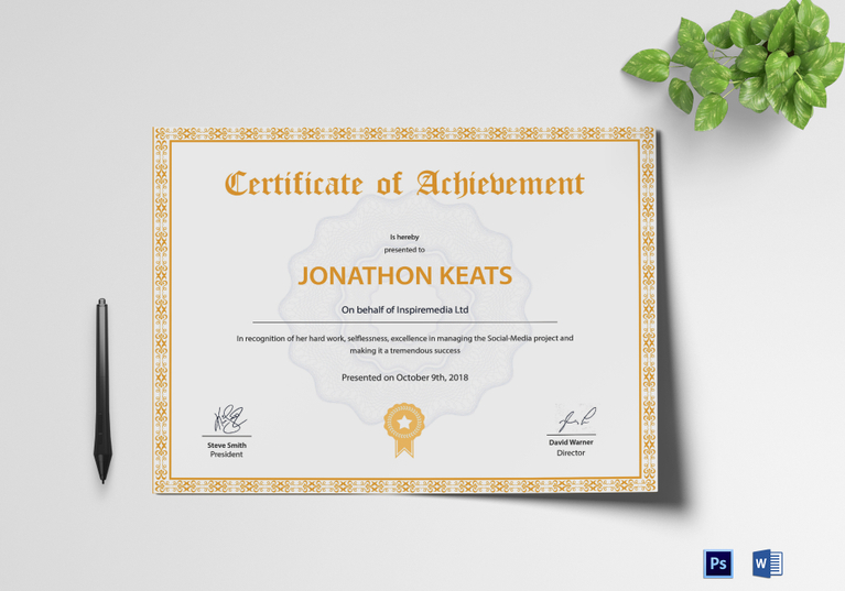 Achievement Certificate Template