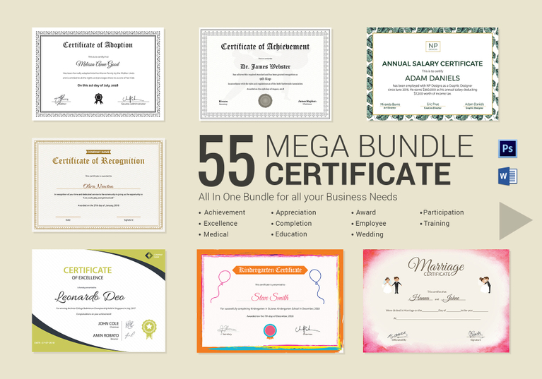 55 Printable Mega Certificate Bundle useful to Everyone