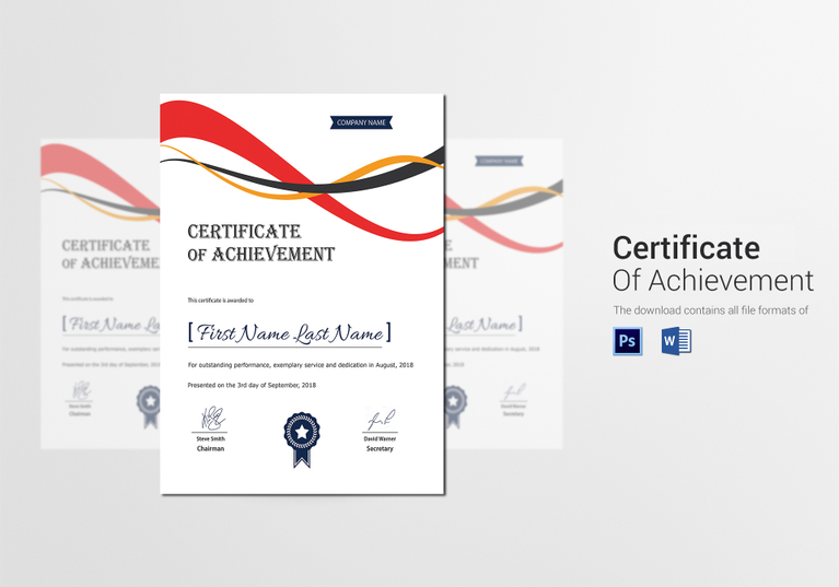 Achievement Corporate Certificate Template