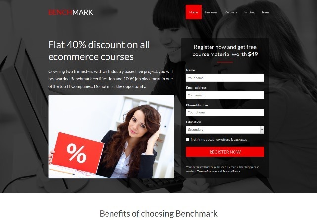 Benchmark Multi purpose landing page template