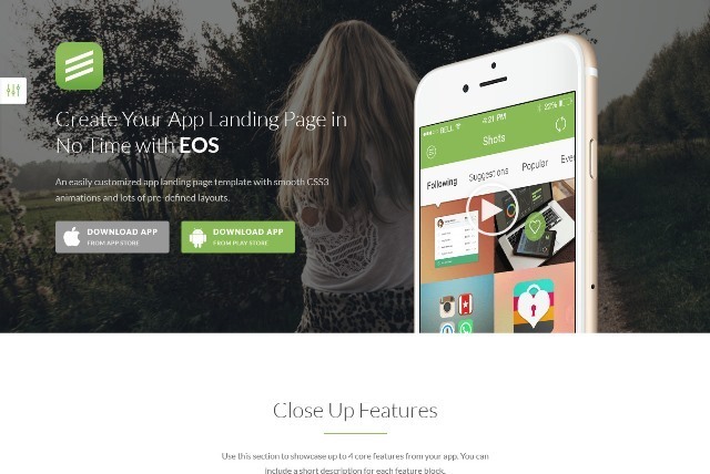 EOS Responsive Bootstrap 3 App Landing Page