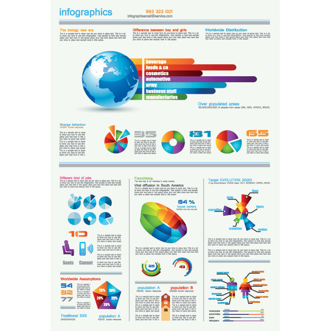 Vector Different Pie Chart Dashboard Infographics Design Elements