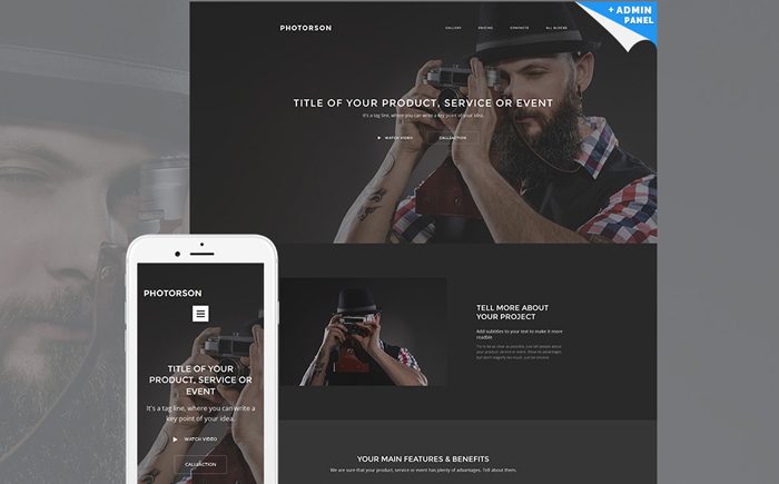 Photographer Portfolio Responsive Landing Page Template